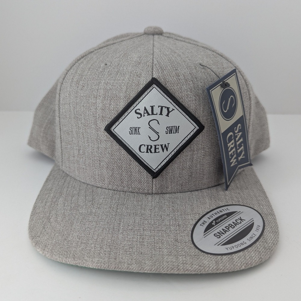 Salty Crew Tippet Hat Heather Grey‎ Snapback Mens Flat Bill Fishing Cap New